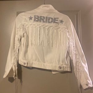 Bride White Fringe denim jacket S/M